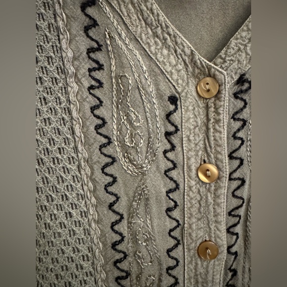 MPH Medium Rayon Lightweight Embroidered Button Front Bohemian Tank Maxi Dress - Picture 5 of 11